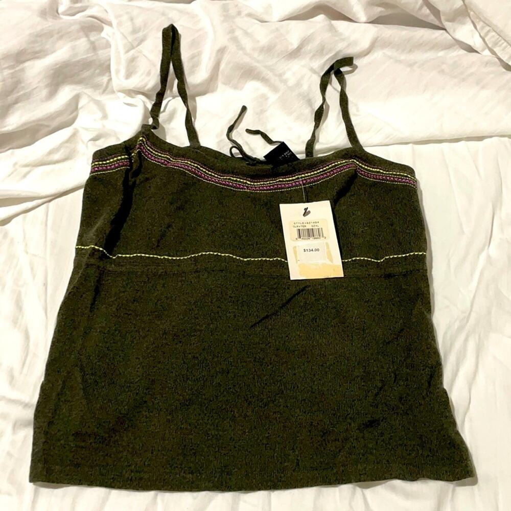 BCBGmaxasaria L olive gree tank with tie open back style nwt